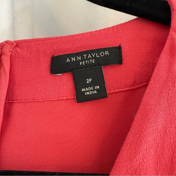 Ann Taylor Coral Fit & Flare Dress Bell Sleeve Eyelet Women’s 2P - Picture 2 of 9